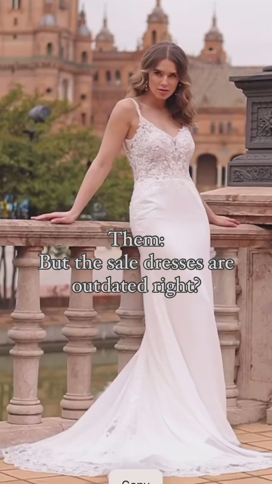 Load video: Video of sample wedding dressses on sale